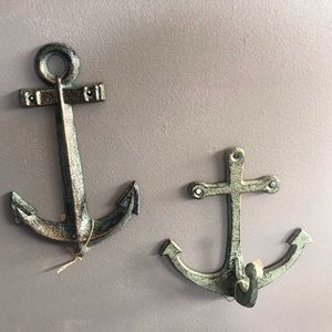 Green Patina wall anchor hook decor set NWT